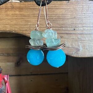 Glass and copper earrings
